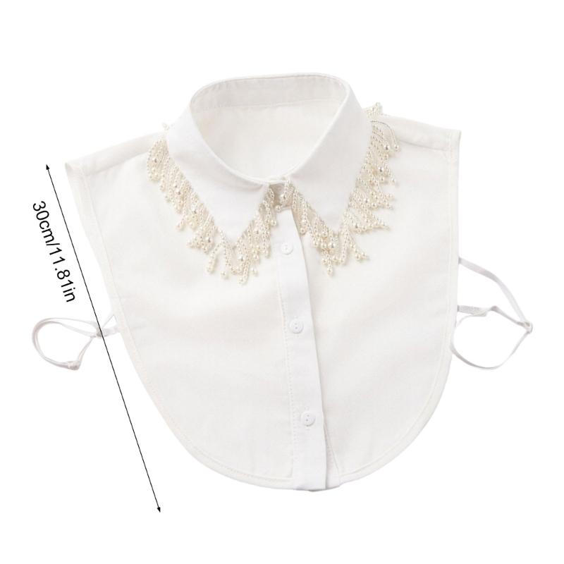 Jeweled Half Shirt False Collar Beaded Pearls Spread Lapel Versatile Art Collar Sweet Shawl False Decorative Shawl