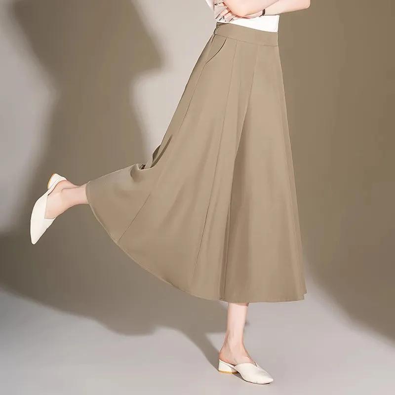 

Drapey High-Waisted Black Culottes – Women s Wide-Legged Slimming Summer Pants M (recommended for 85-103 catties)