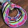 Women Necklace Colorful Beads Bohemian Polymer Clay Stackable Long Lasting Collar Necklace for Party