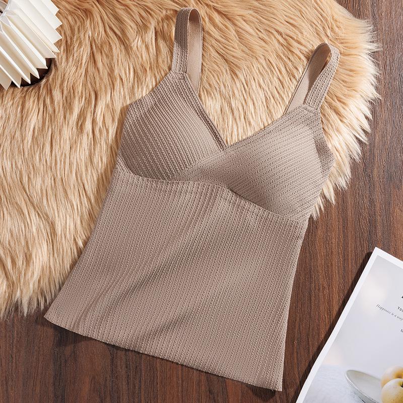 

Women s V-Neck Warm Long Vest with Chest Pads - Autumn/Winter Fleece Innerwear 2XL (145-170)