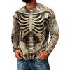 Men's Casual Knit Long Sleeve Neck T-Shirt with Halloween Print for Parties and Fall Daily Wear