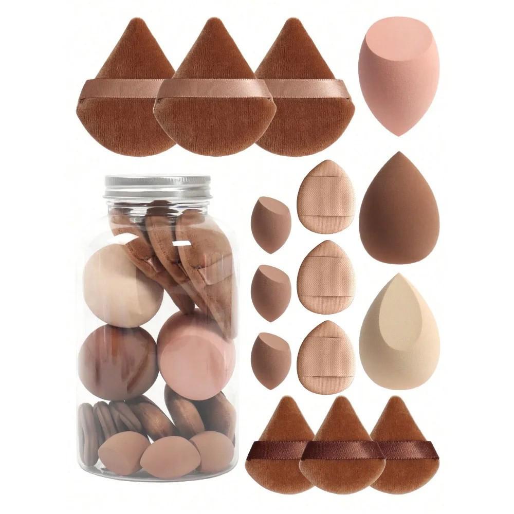 15-Piece Non-Latex Makeup Sponge Set: Gourd, Water Drop, and Slant-Cut Beauty Eggs