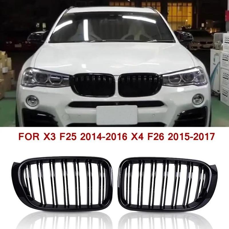 For BMW F25 Grille Dual Line Front Replacement Kidney Grill Gloss Black FOR X3 F25 2014-2016 X4 F26 2015-2017