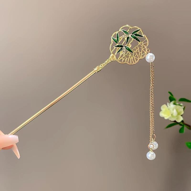 Retro Chinese Style Tassel Hair Clip For Women Hair Stick Pins Flower Handmade Hairpins Charm Jewelry Accessories Hair Ornaments