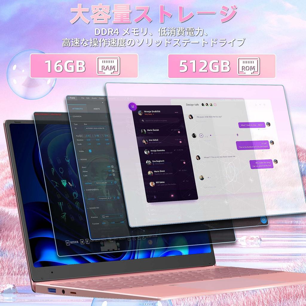 Laptop Office Large FHD IPS Celeron N5095 Up to DDR4 1920x1080 USB x TF Mouse No Setup Ideal for Japanese Keyboard with Film Rose [Win 11/MS 2019]