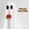 Halloween Lighted White Ghost Spooky LED Light-Up Velvet Cloth Ghost with Pumpkin for Holiday Home Kitchen Fireplace Tabletop Decor