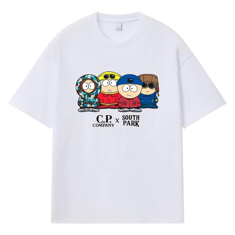 

2026 South Park З принтом Графічний Вуличний одяг Y2k Харадзюку Чоловіки Жінки Одяг 100% Бавовна Коротка рукава Повсякденний Оверсайз Круглий виріз Літня Футболка XL білий
