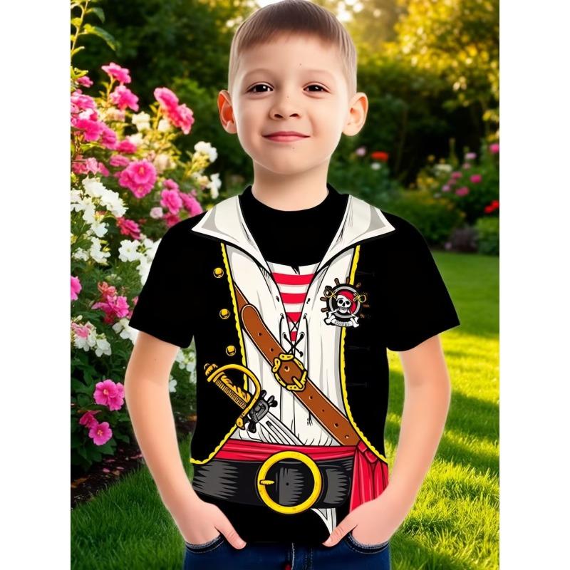Kinder 3D-Druck Rundhals-T-Shirt Mode Vielseitig Trend Atmungsaktiv Lässig