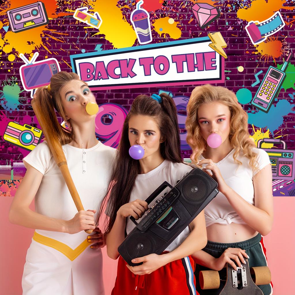 90er Retro Party Hintergrundbanner - Hochwertiges Vinylbanner, geeignet für Geburtstagsfeiern mit Hip-Hop- und Graffiti-ThemaDJH