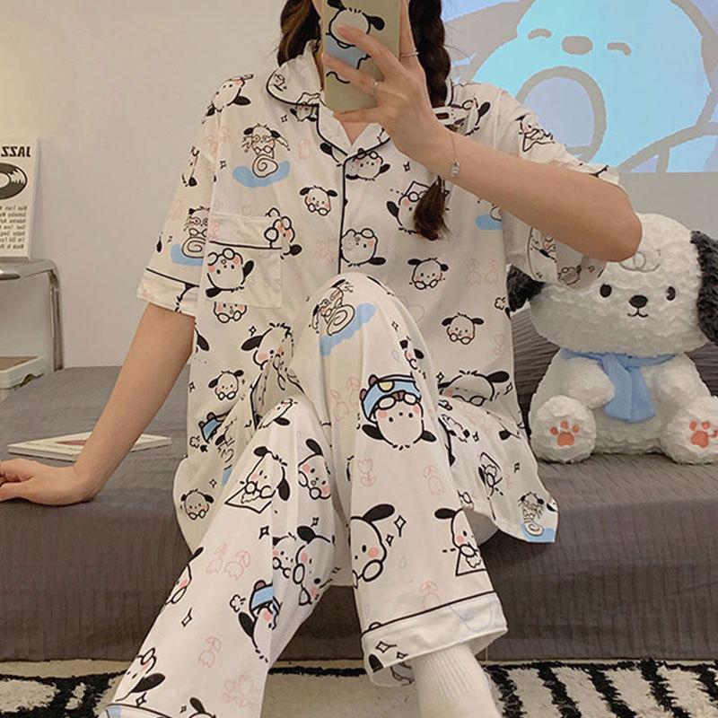Pacha Dog Cute Cartoon Pajamas Women's Summer New Short-sleeved Trousers College Style Girls' Student Loungewear Suit