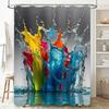 Bright Splash Shower Curtain Set Waterproof Fabric Bathroom Decor In Multiple Colors! Perfect For A Modern Bath Or Kids Room. Fr
