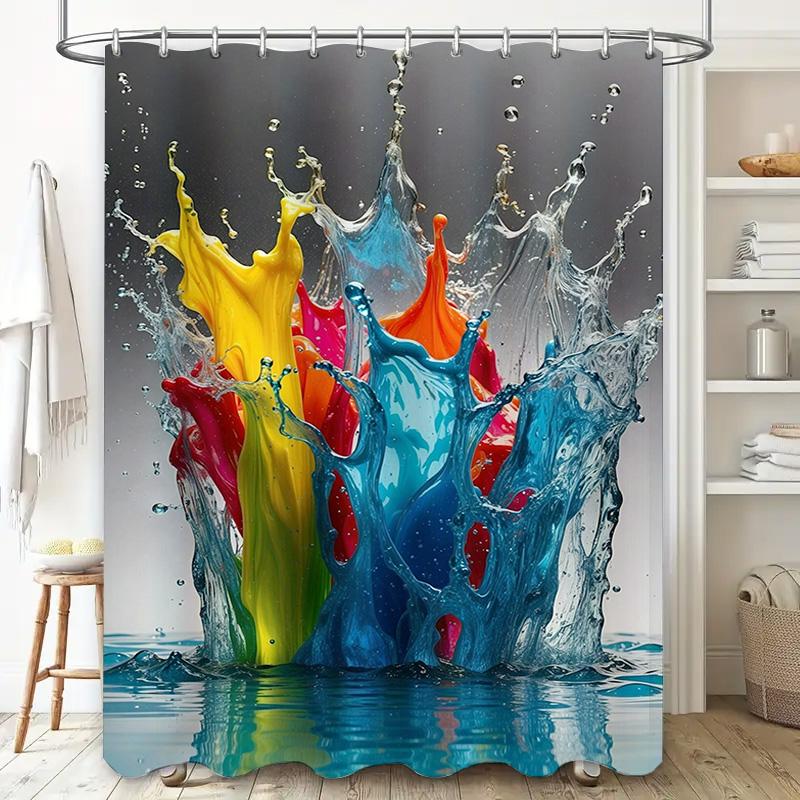 Bright Splash Shower Curtain Set Waterproof Fabric Bathroom Decor In Multiple Colors! Perfect For A Modern Bath Or Kids Room. Fr