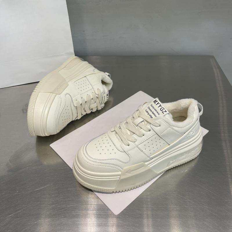 New Women's Shoes with Fleece Thick-soled Casual and Versatile Sneakers