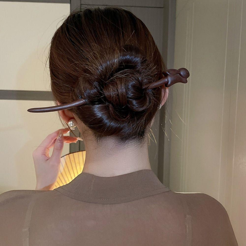 Cat Wooden Hair Stick Wood Hair Chopstick Antique Chinese Style Hairpin  Girls