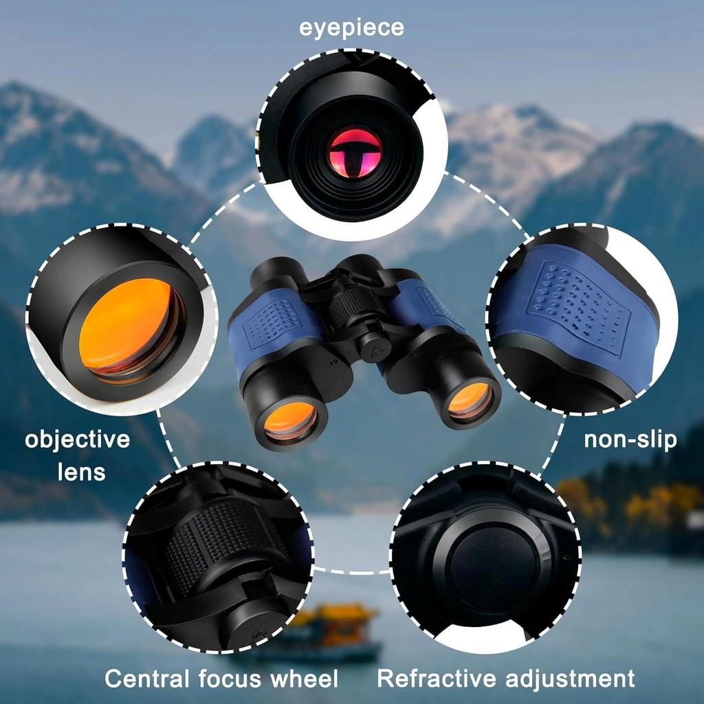 60x60 Compact Binoculars for Adult with Low Light Vision,BAK4 Prism FMC Lens HD Professional Waterproof,High Powered Easy Focus,for Bird