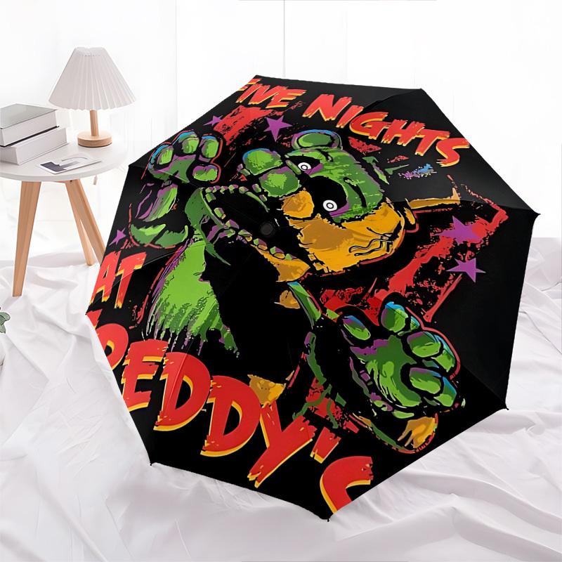 FNAF, FreddyThemed Automatic Opening and Closing Umbrella 8 Ribs, Suitable for Leisure and Going Out, Outdoor Accessory, Gothic Style, Fas