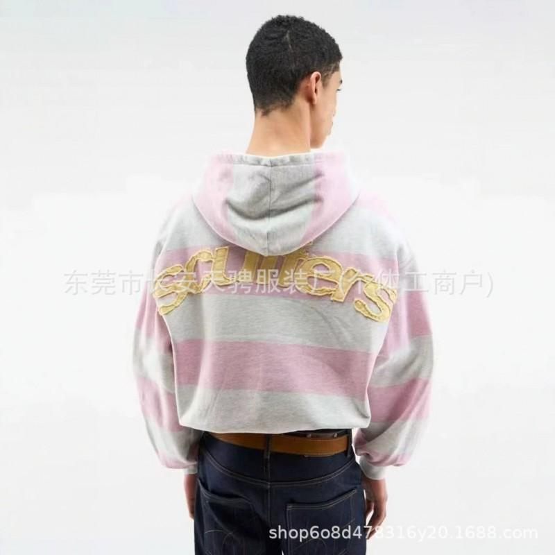 2026 Striped Hooded Zip-Up Sweatshirt With Embroidered Letter Design Loose Fit Unisex Streetwear Fall