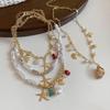 Sea Series Conch Bohemian Shell Necklace Zinc Zinc Alloy Pearl Starfish Beach Pendant  Girls Couple Gift