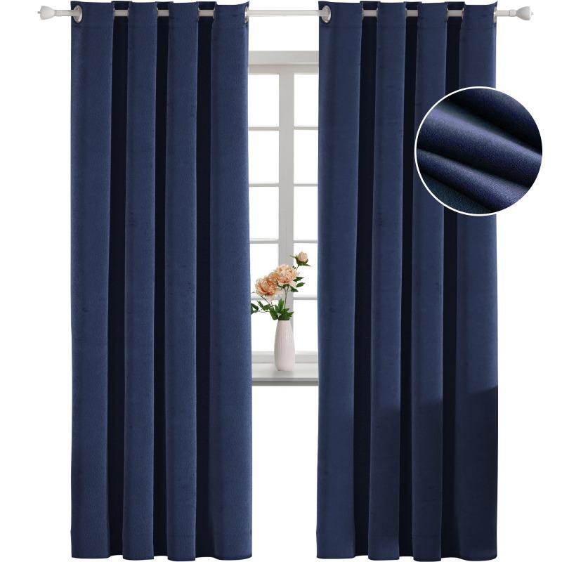 1Panel Thicken Velvet Curtains Blackout Solid Color Curtains for Living Room Bedroom Dining Nature Vertically Custom Size
