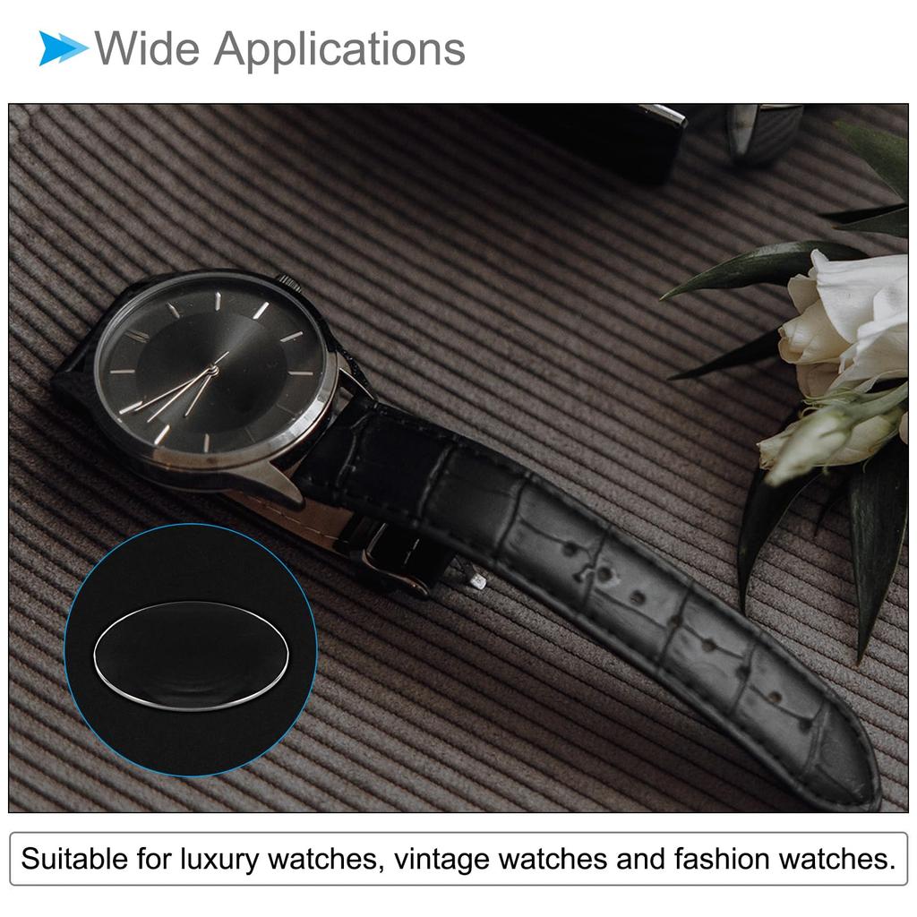 CoCud Watch Crystal Lens Glass, 36.5mm Diameter, 1.3mm Thickness, Sapphire Single Dome Face Crystal Replacement Lens, Clear (Application: Watch