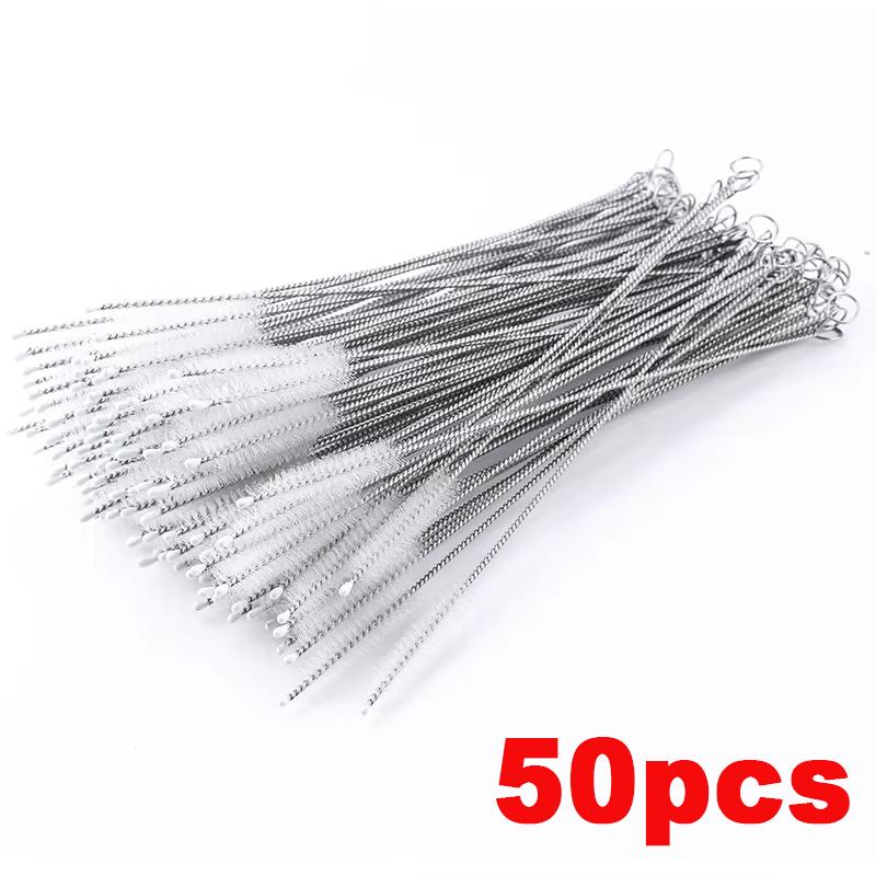 

FAIS DU 50/100pcs Multifunctional Stainless Steel Straw Brushes for 6/12mm Diameter Stainless Steel Straws Barware Accessary