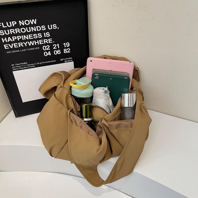 Handbag Lightweight Large Capacity Shoulder Bag Travel Bag Solid Color Tote Bag