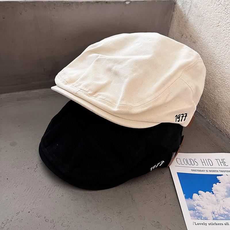 Solid Simple Color Letter Embroidery Neutral Casual Beret For Fall Use Daily