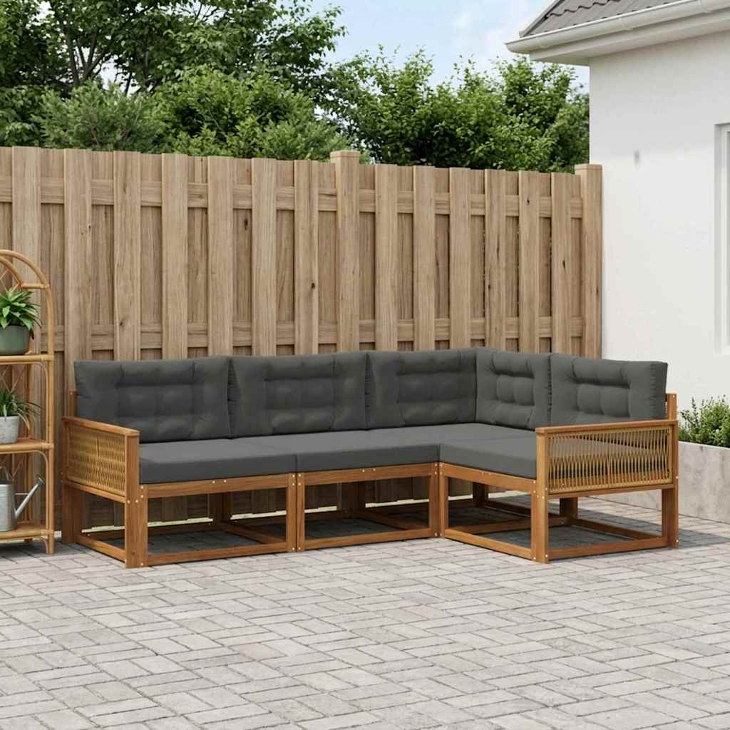 Outdoor Sofa Set with Cushions 4 pcs Natural and Anthracite
