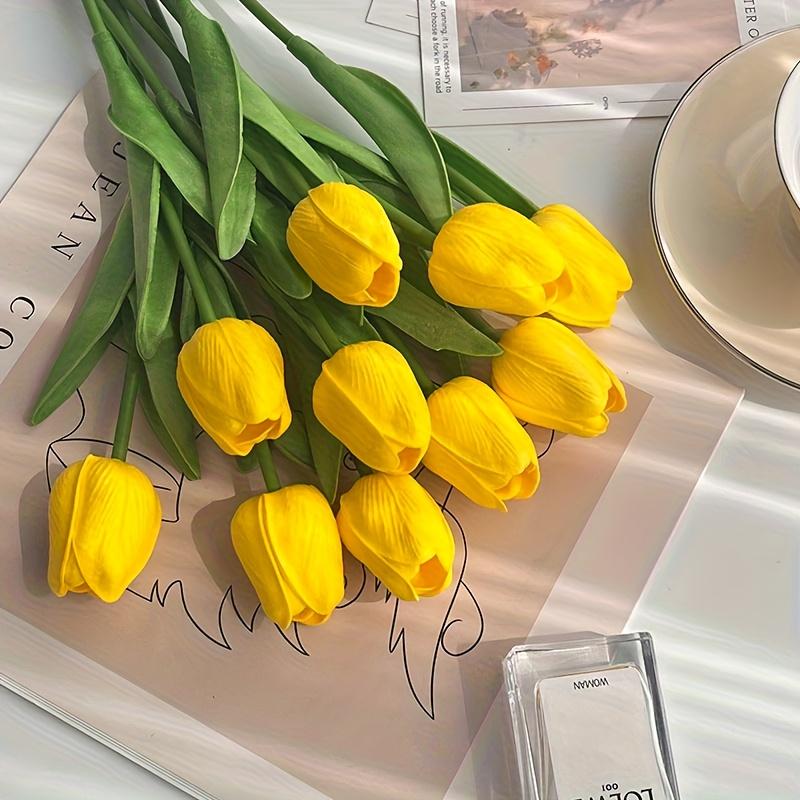 10 pcs Tulip Artificial Flowers 13 Inch Faux Bouquet Realistic Fake Flowers for Home Wedding Party Baby Shower Bridal Decor 10 жёлтый