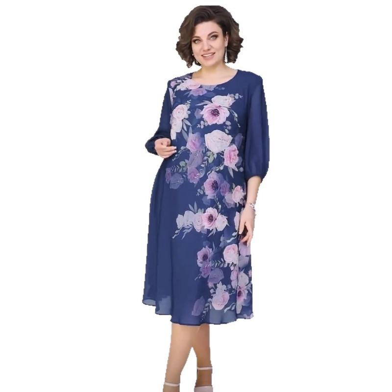 Damekjole med trykk Løs Plus Size-kjole