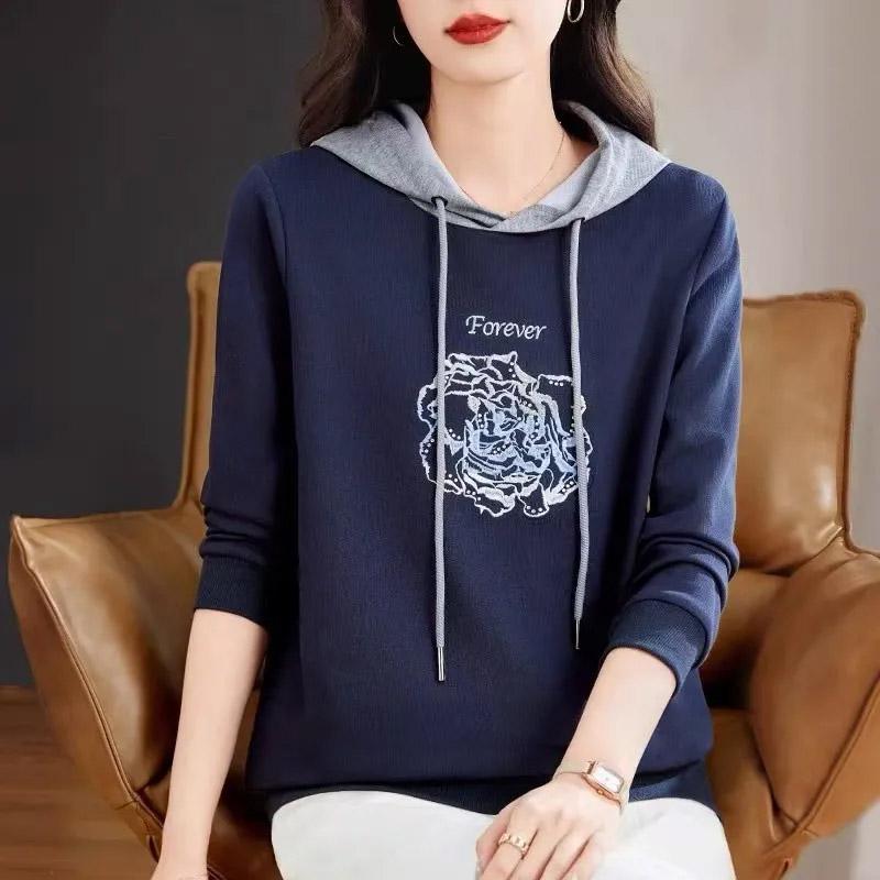 Sweatshirt Women Cotton Oversized Blouse Loose Casual Pullover Hooded Sweatshirt Tops