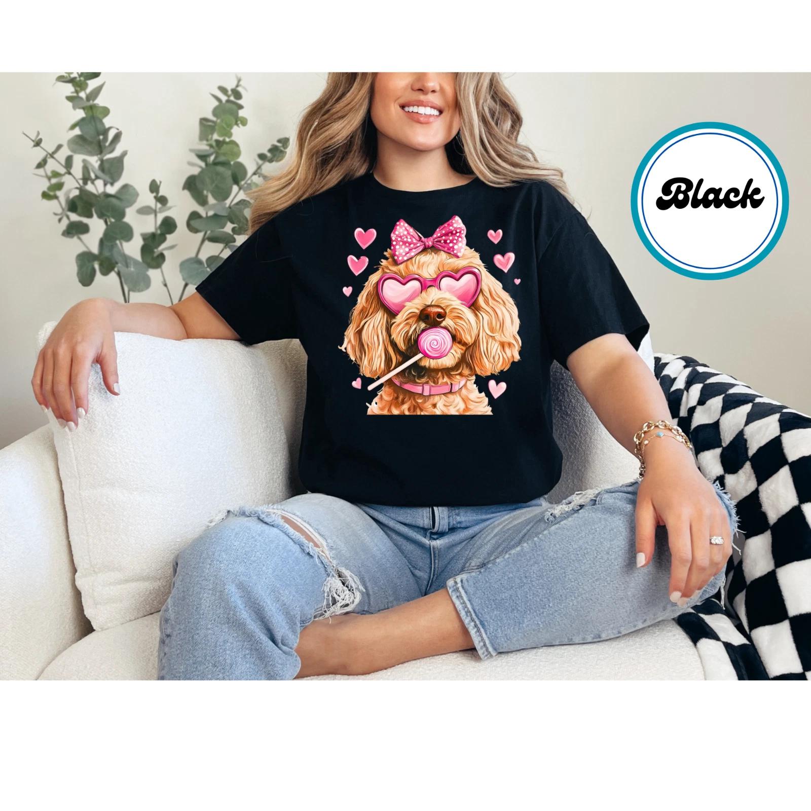 

Women s Golden Doodle Shirt with a Valentines Day Themed Graphic Print Shirt 2XL