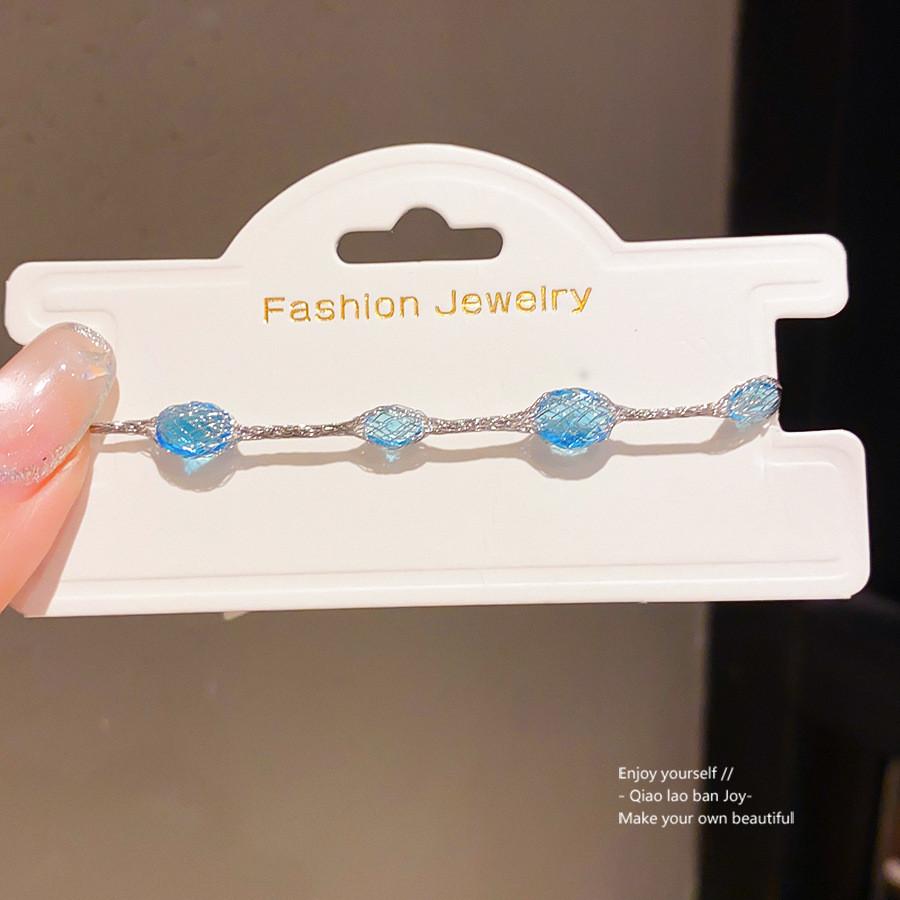 Geometric Zircon Silver Blue Womens Bracelet With Modern Minimalist Design For Gift