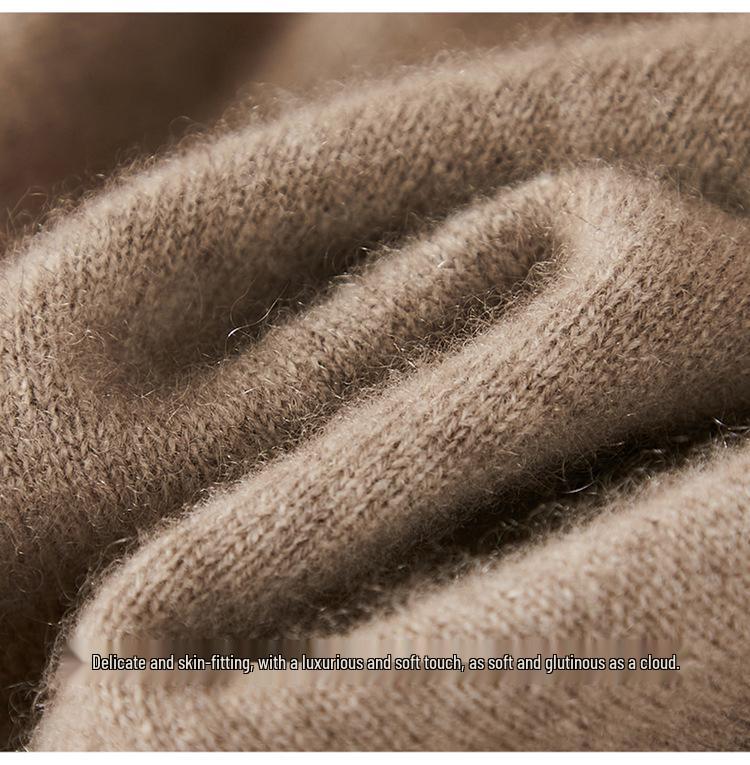 Women's Cashmere Half-High Neck Thick Knit Sweater for Autumn/Winter Warmth.
