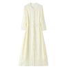 Women's Summer 2025 Slim Waist Embroidered Mulberry Silk Dress - Mid-Sleeve, Plus Size