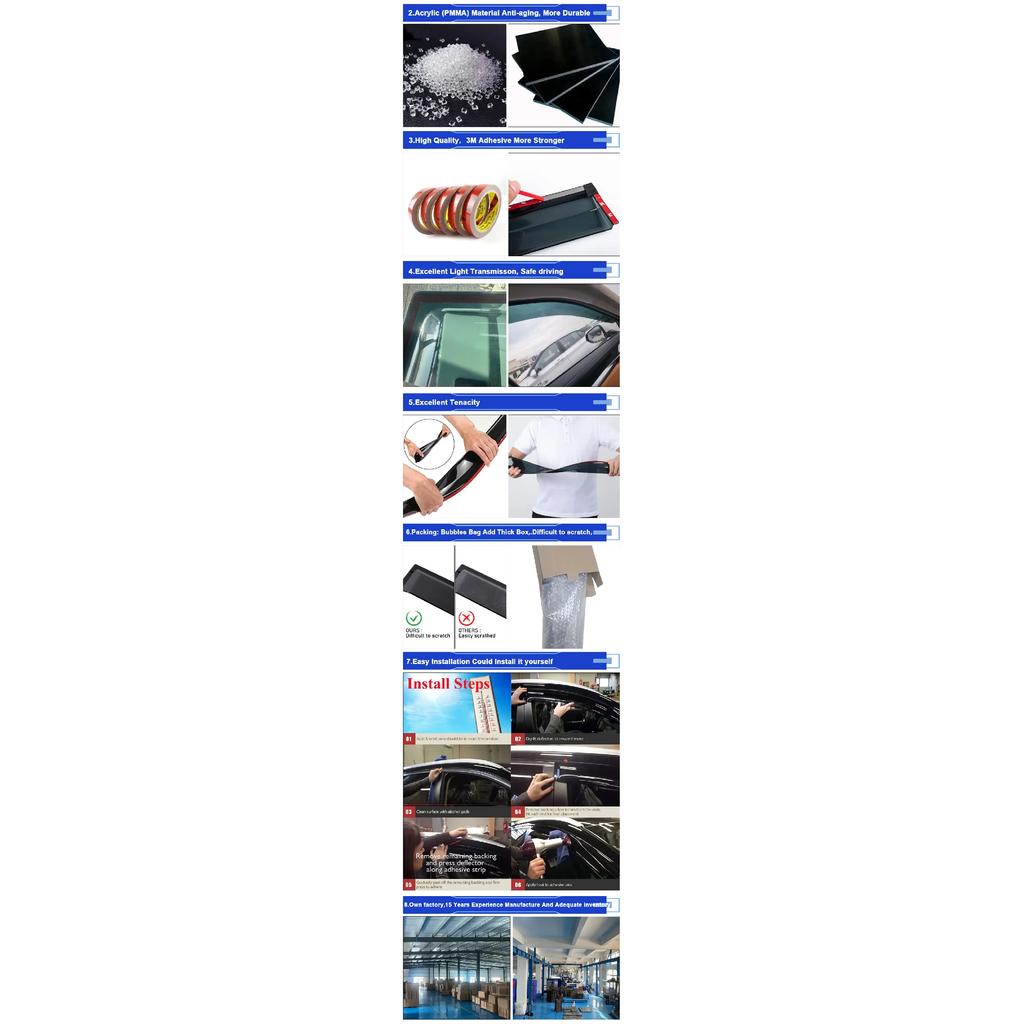 Window Visor For Ford Ranger Wildtrak T6 T7 T8 2012 2013 2014 2015 2016 2017 2018 2019 2020 2021 Sun Rain Guard Window Dflector