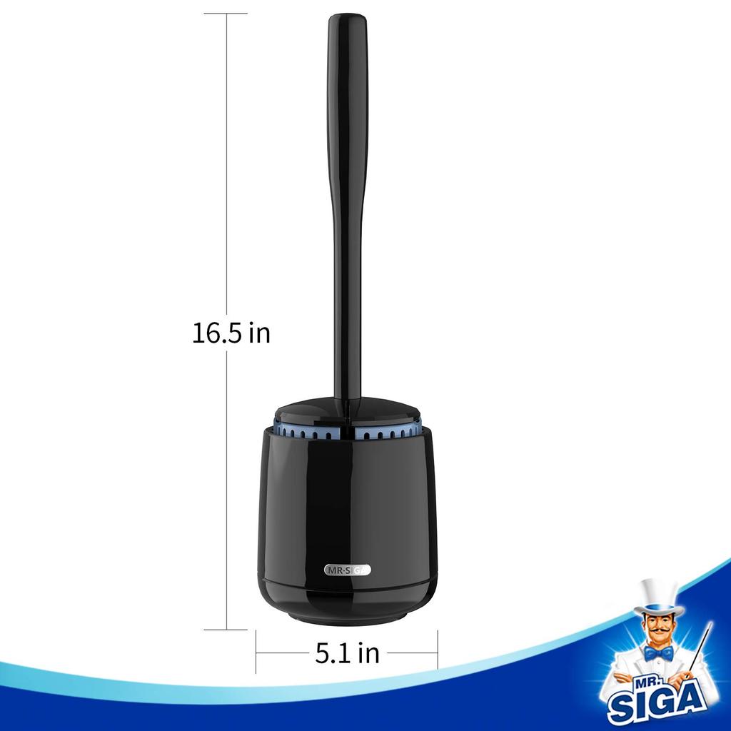 Perie de toaletă cu depozitare Mâner robust și peri durabili pentru baie 1 set MR.SIGA Cutie, Curățare, Negru,