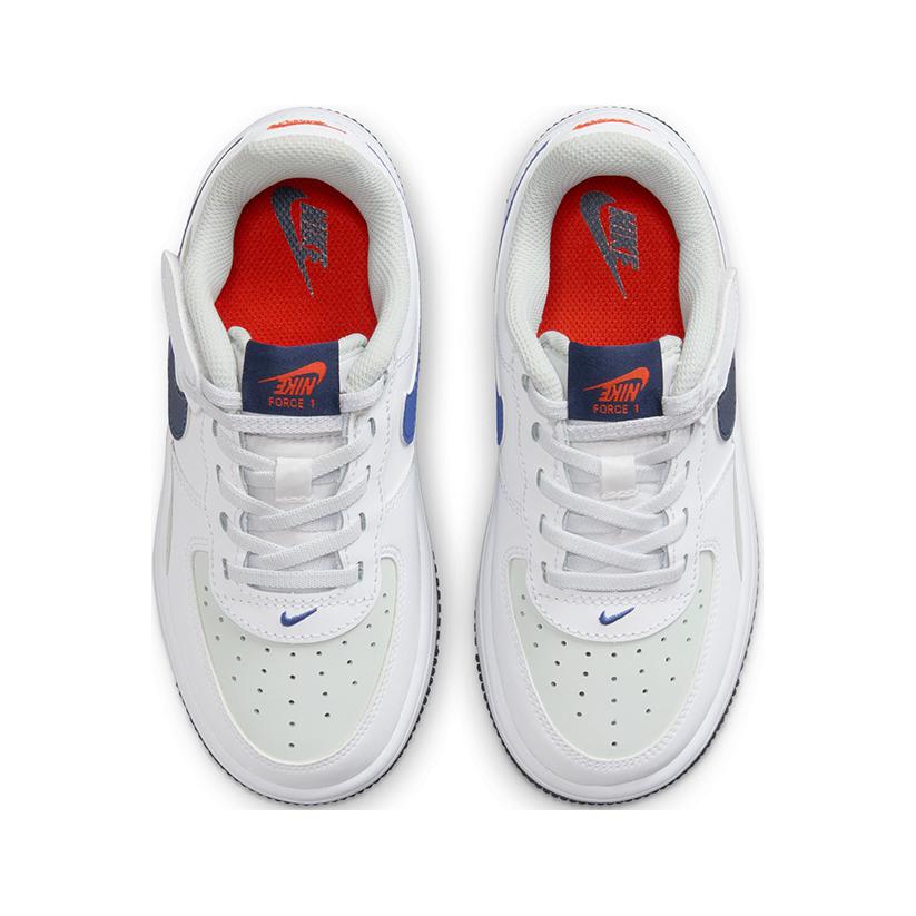 Nike Force 1 Low EasyOn LV8 2 PS Upside Down Kids Sneakers White Light-Silver Astronomy-Blue FN0410-002