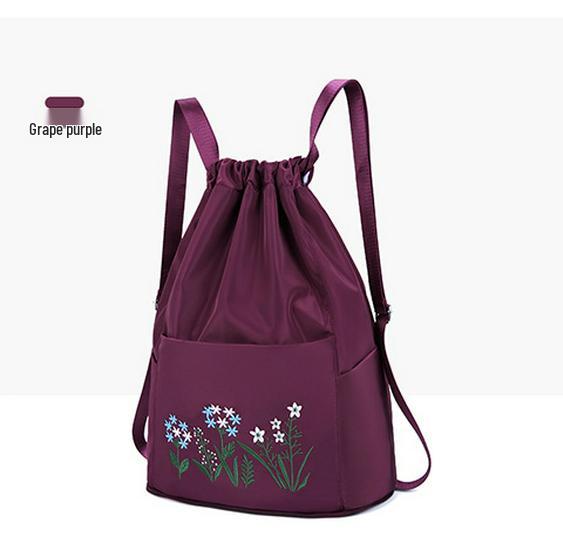 Casual Embroidered Folding Gym Backpack - Large Capacity, Wet/Dry Compartments, Ideal for Short Trips and Sports.