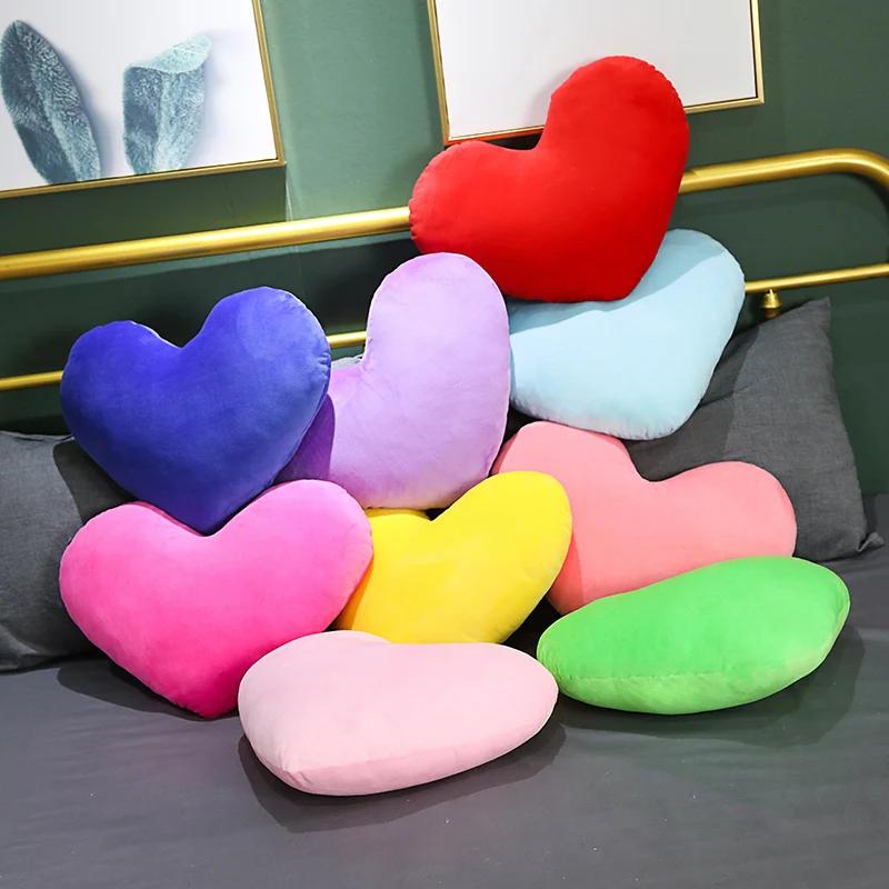 Cartoon Stuffed Heart Pillows Colorful Plush Decor Pillow Red Pink Yellow Purple For Sofa Bed Chair Back Support Gift
