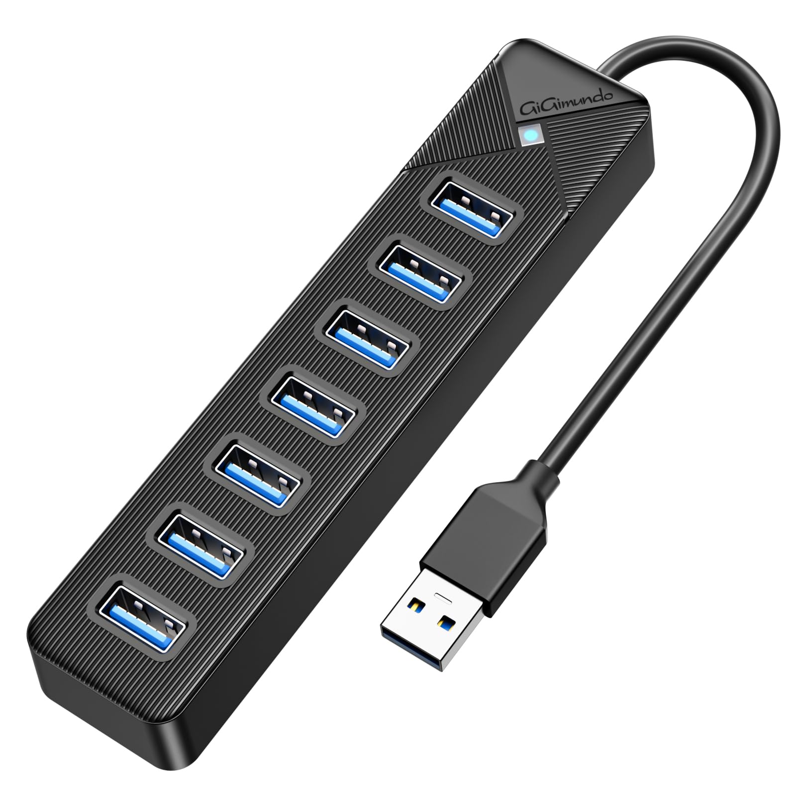 

GiGimundo USB-хаб 7-портовый хаб USB-расширение до 5 Гбит/с Совместим с ноутбуком Nintendo Switch Порт дополнительного питания Работа из дома Черный 3.0 чёрный