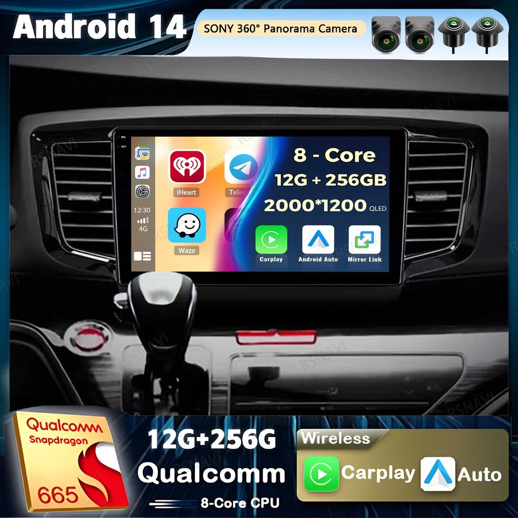 Android 14 Carplay Auto For Honda Odyssey 5 RC 2013 - 2019 Car Radio 4GWIFI Player Multimedia srereo 360 Camera Navigation Video