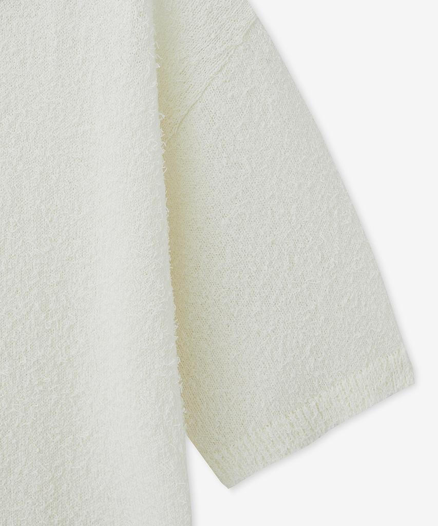 BLOND9 Tail Yarn Coloration Short Sleeve Knit_Ivory Green