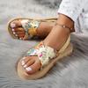 Bohemian Plus Size Satin Wedge Platform Sandals - Versatile, Breathable Beach Flip-Flops for Women