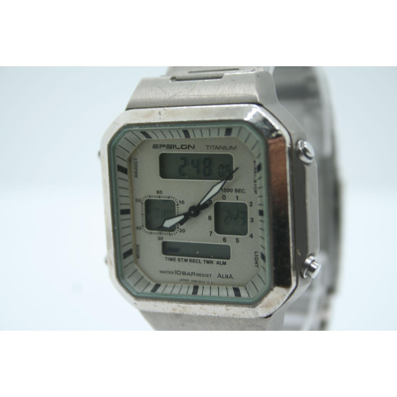 [Хорошее рабочее состояние] Винтажные SEIKO Alba Epsilon V085-5010 Цифровые Титановые Мужские Seiko Alba Epsilon Цифровые Кварцевые Мужские #T536