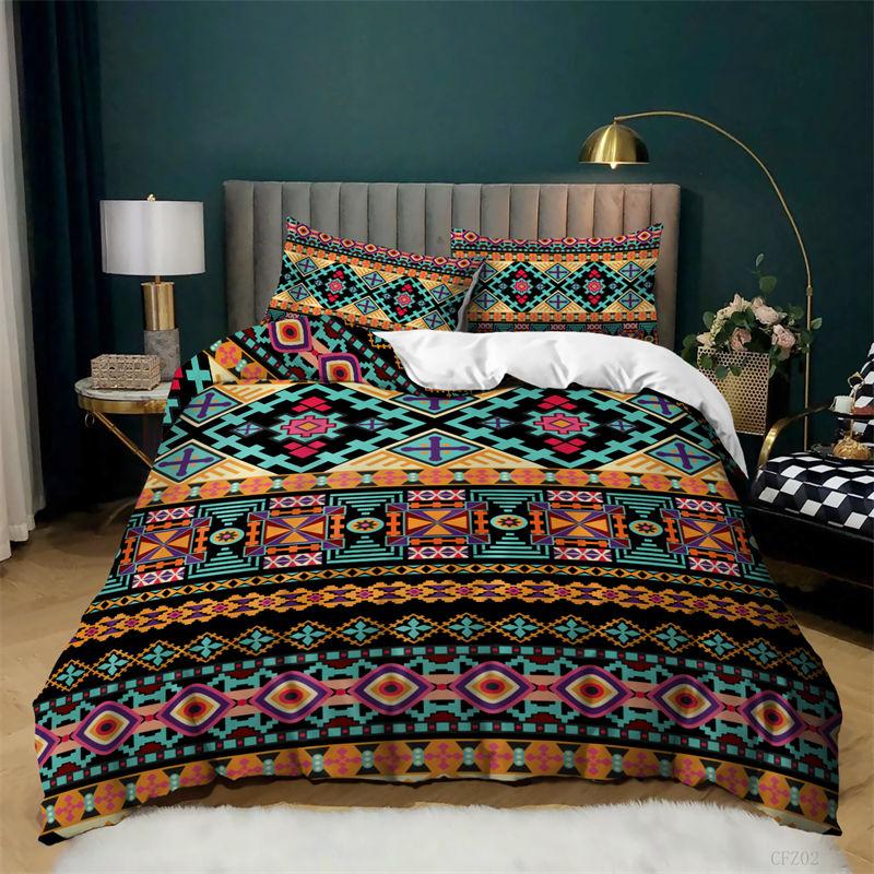 

Bohemian Flower Duvet Cover King Full Geometric Microfiber Bedding Set Exotic Comforter Cover For Kids Adult Decor EU single(135x200cm)