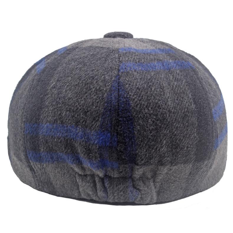 Plaid Octagonal Hat Beret Autumn Winter Men's Warm Forward Hat Wool Plaid Newsboy Hat British Female Paintsman Hat