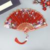 1Pc Flower Pattern Elegant & Luxurious Folding Fan Vintage Dance Fan Fashion Chinese Style Hand Held Stamping Design