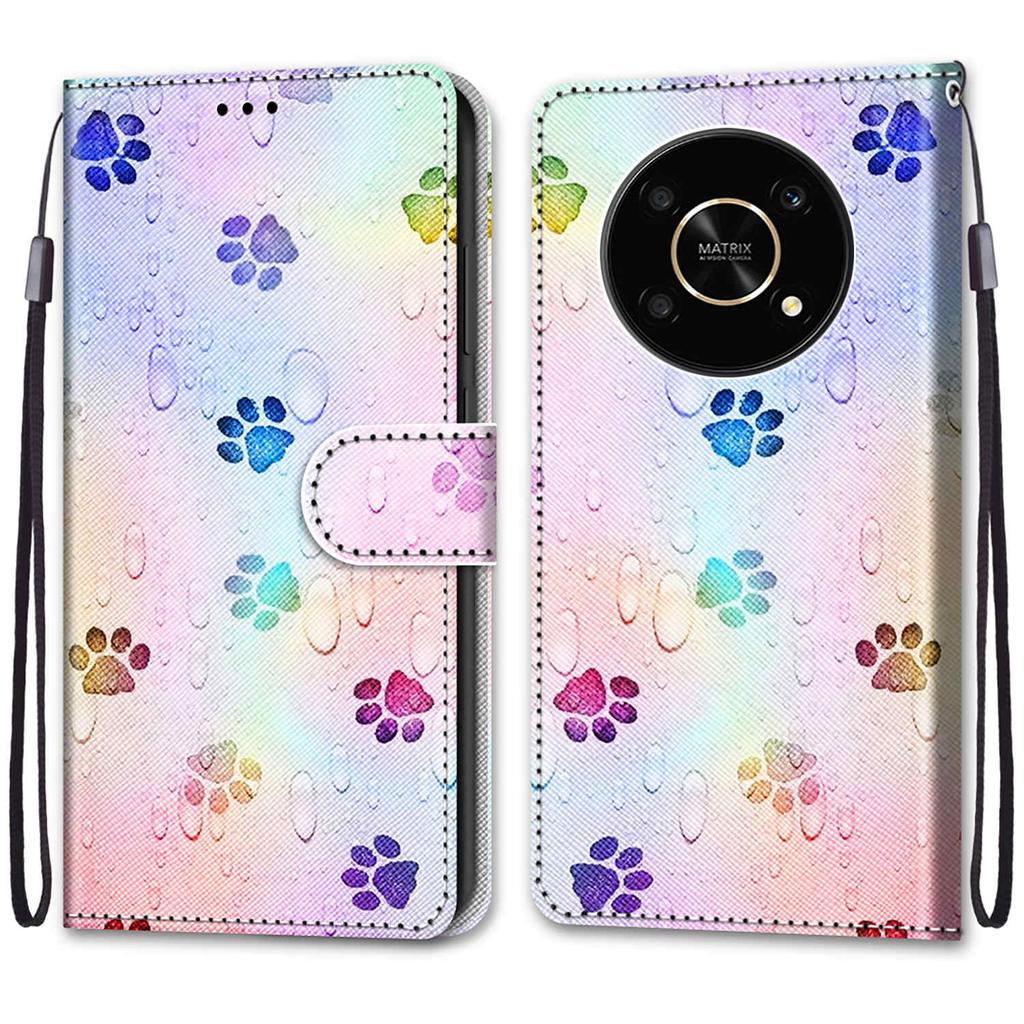 Fashion Painted Pattern Cover Lanyard Flip Leather Case For iPhone Samsung Huawei Honor Xiaomi Redmi OPPO Realme Moto Asus