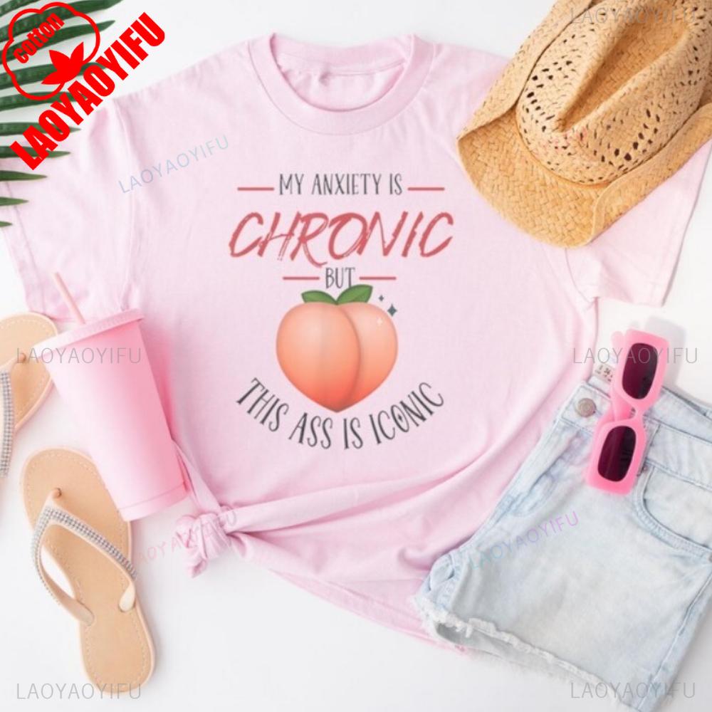 Anxiety Awareness Anxiety I Chronic But This Is IconicUnisex TShirt Humorous Unisextal Health Apparel Aesthetic Clothes